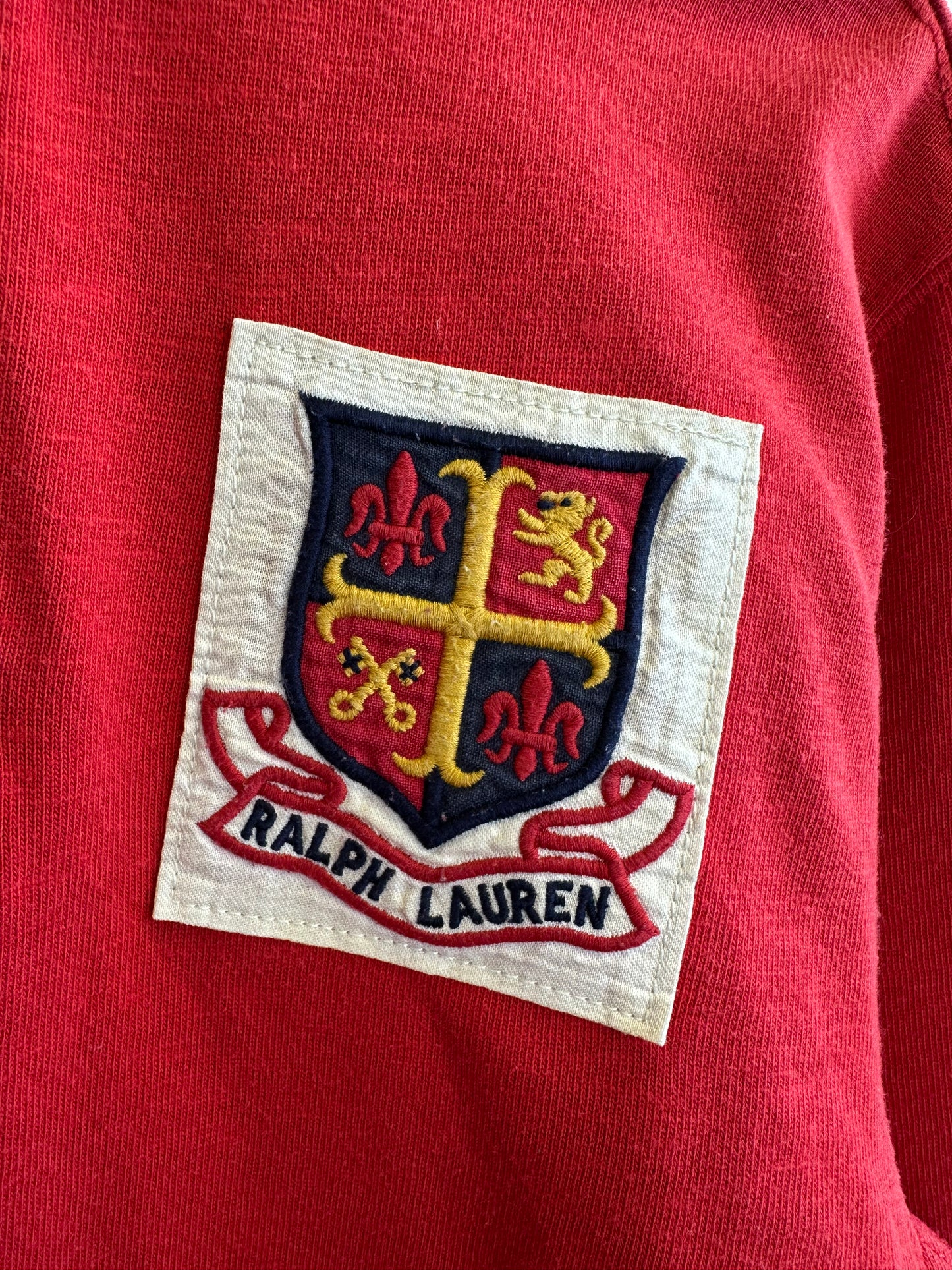 Ralph Lauren Vintage Rugby Red Cotton Long Sleeve Shirt