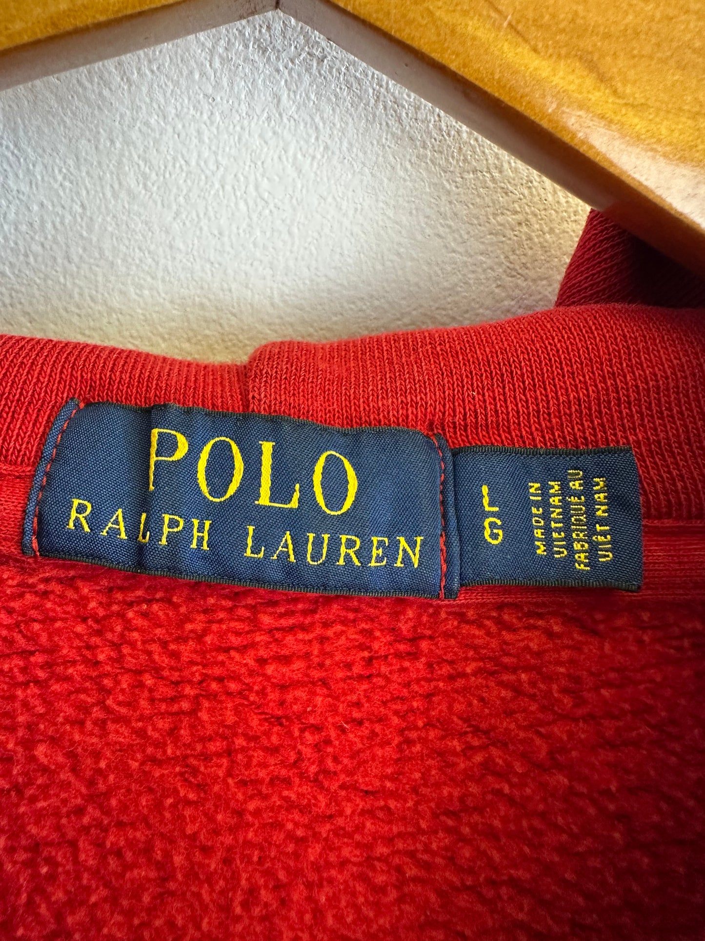 Polo Ralph Lauren Vintage Red Cotton Zip Through Hoodie