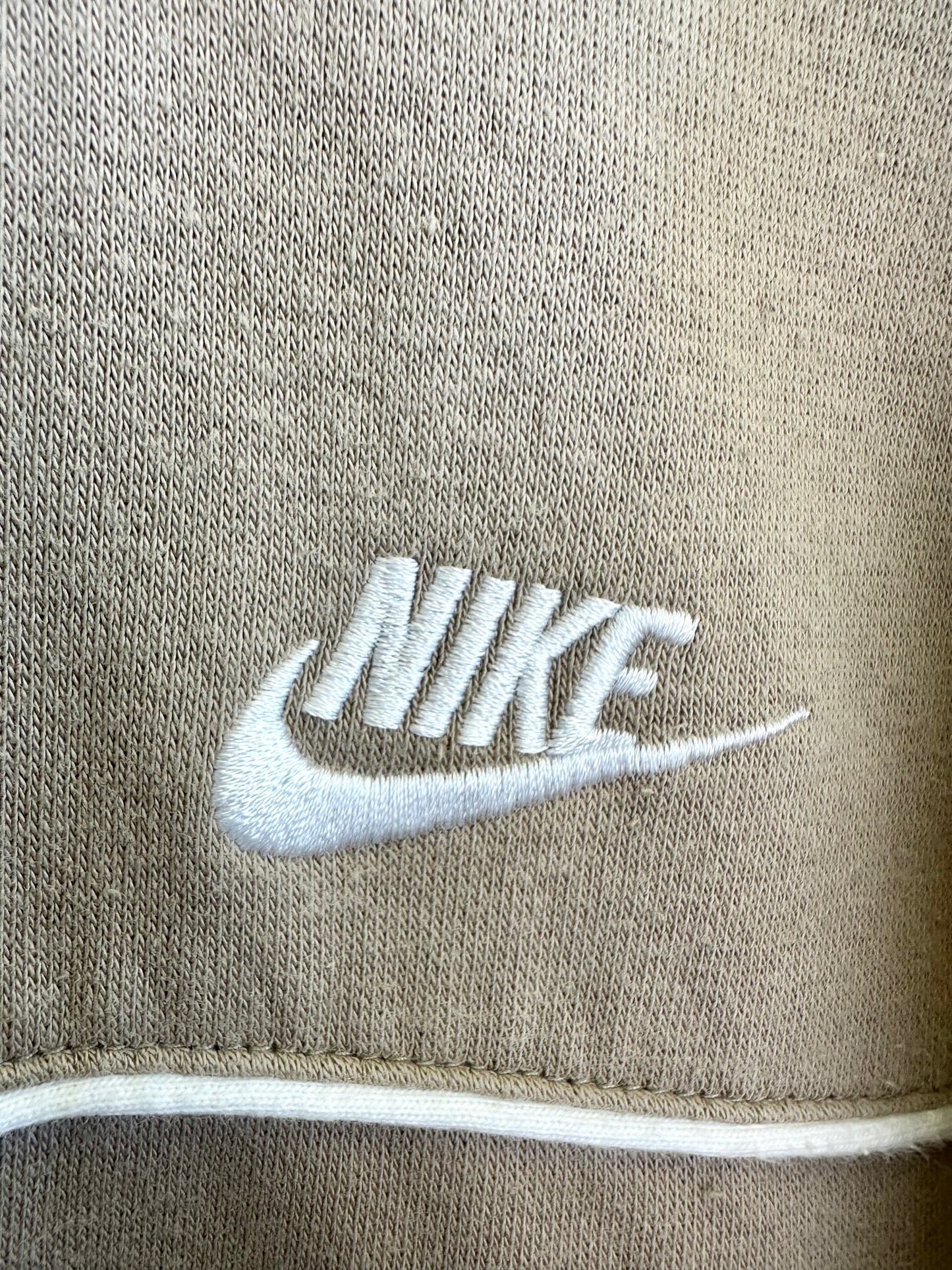 Nike Vintage Early 00s Y2K Beige/Light Brown Cotton Zip Through Sweatshirt