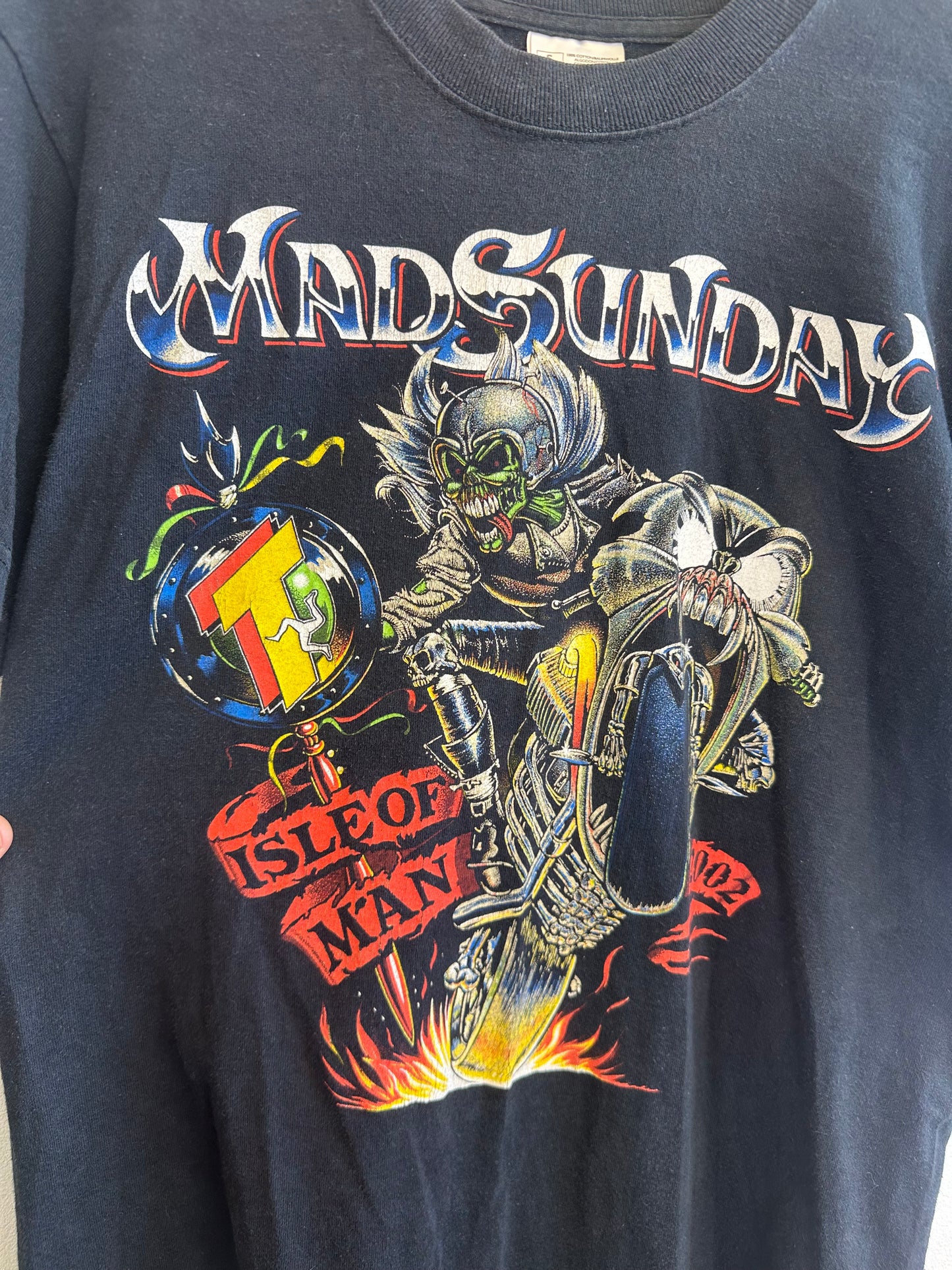 Isle of Man TT Motorcycle Racing “Mad Sunday” Vintage 2002 Black Cotton T-shirt
