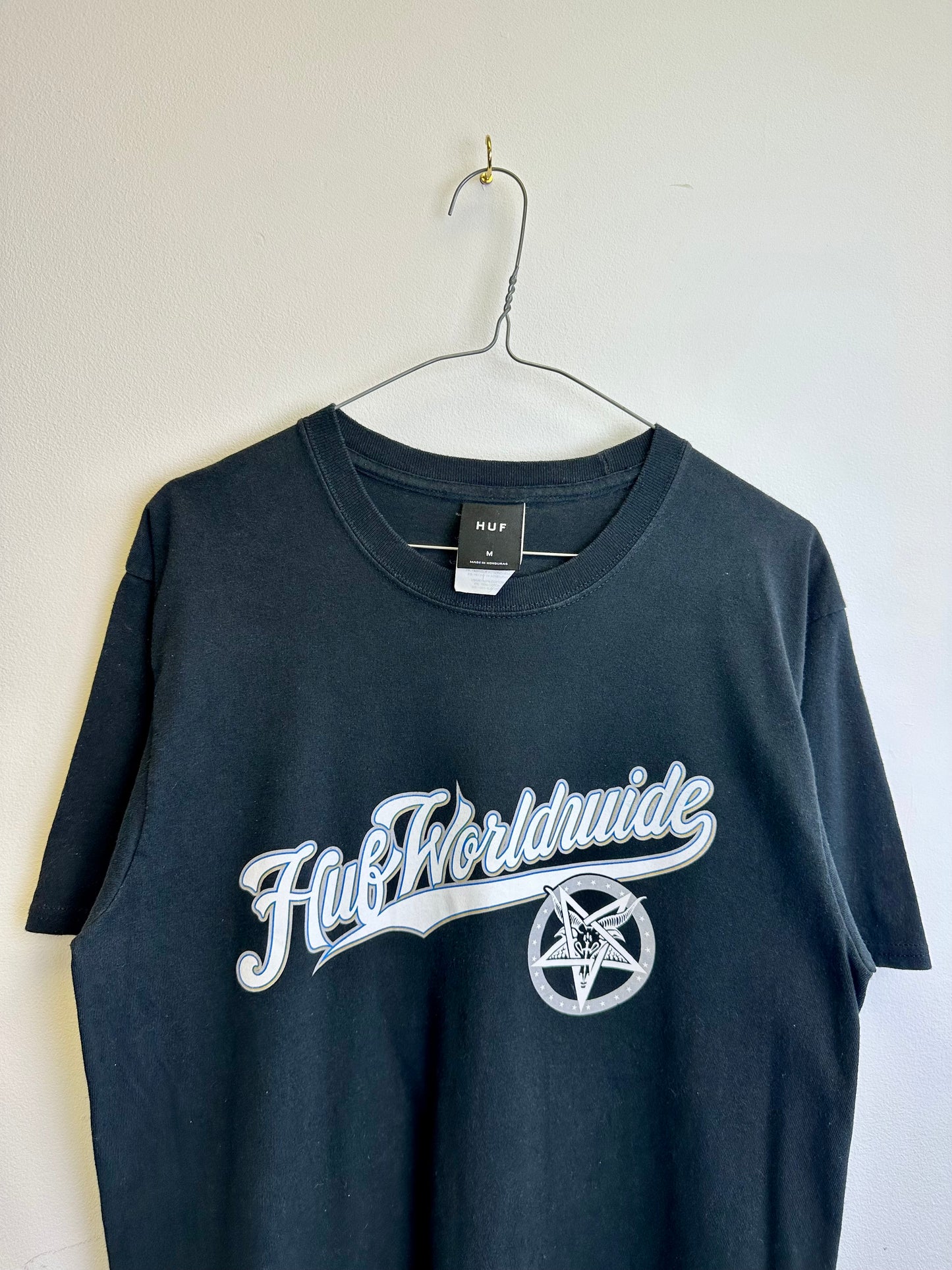HUF x Thrasher Graphic Print Black Cotton T-shirt