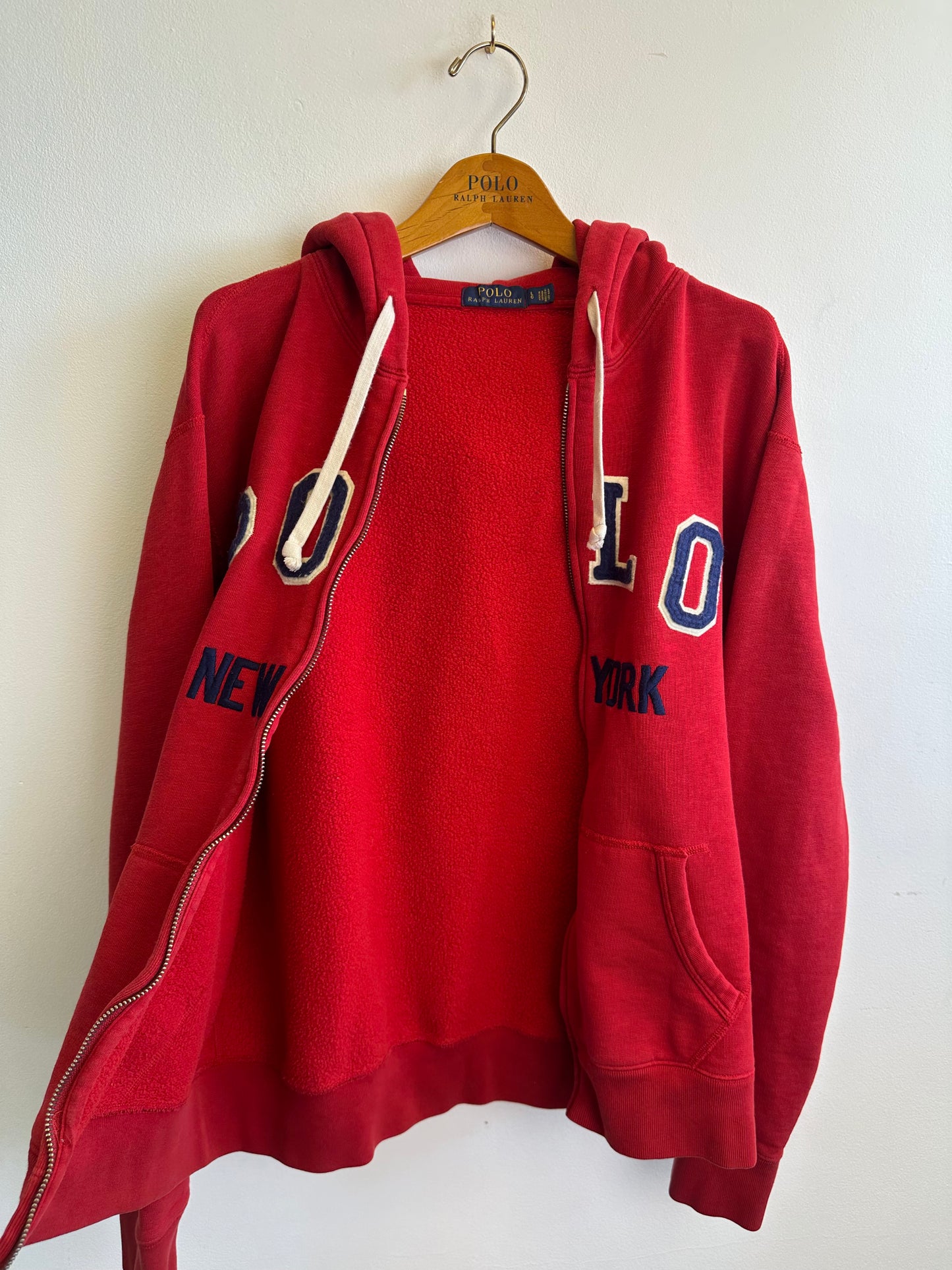 Polo Ralph Lauren Vintage Red Cotton Zip Through Hoodie