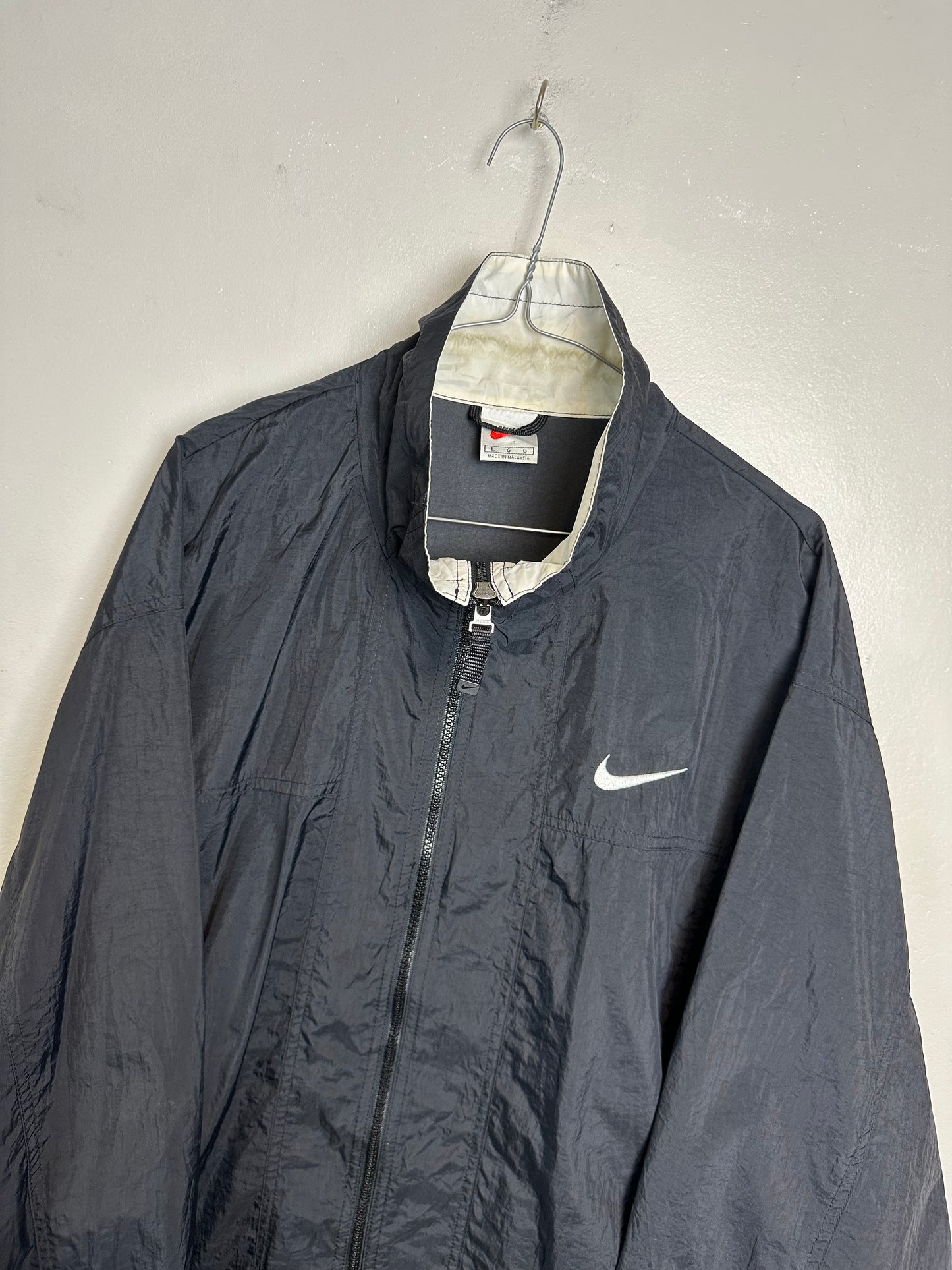 Nike 90s Black Embroidered Vintage Track Jacket