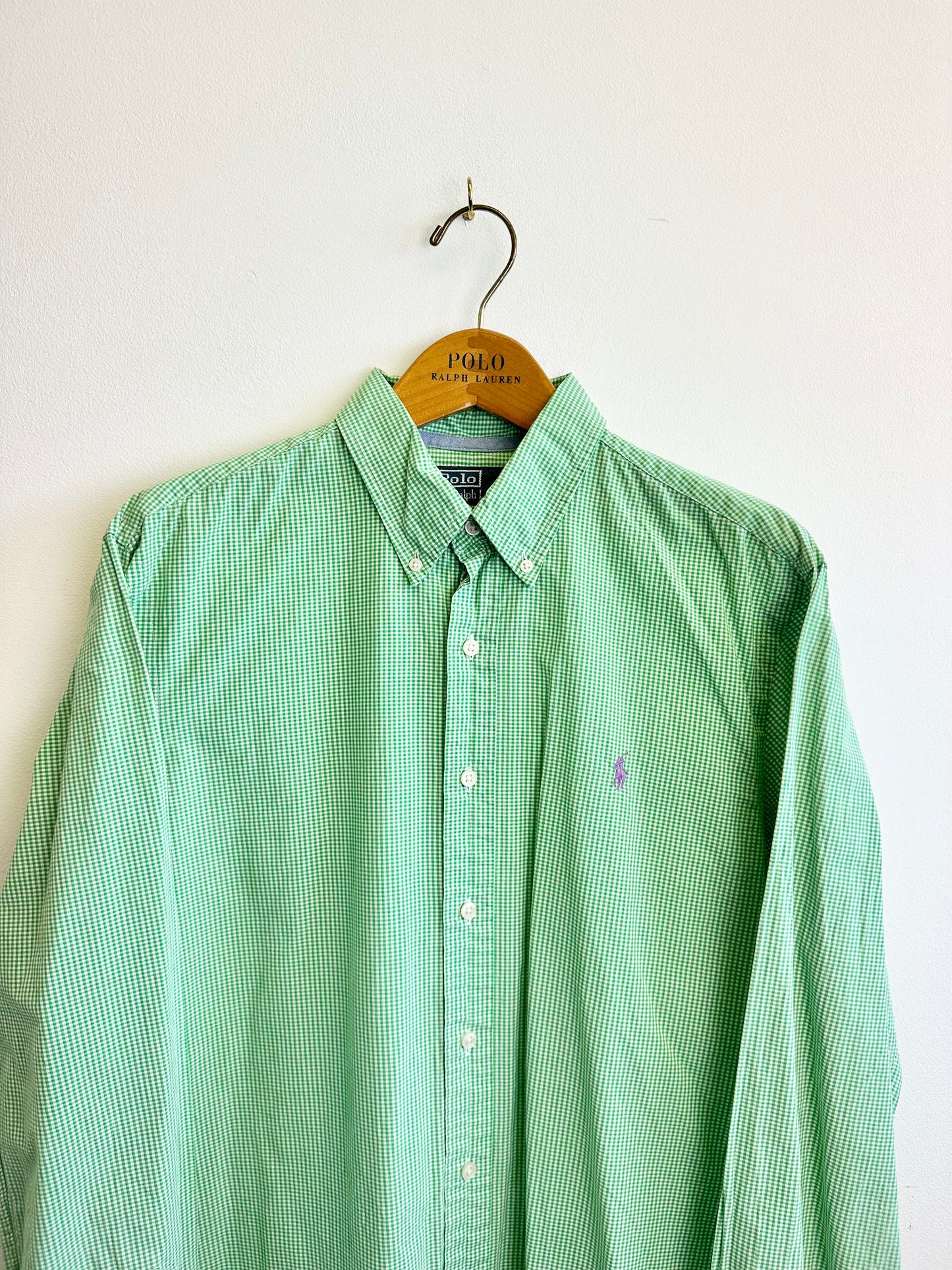 Ralph Lauren Check Green Cotton Vintage Men’s Button Down Shirt