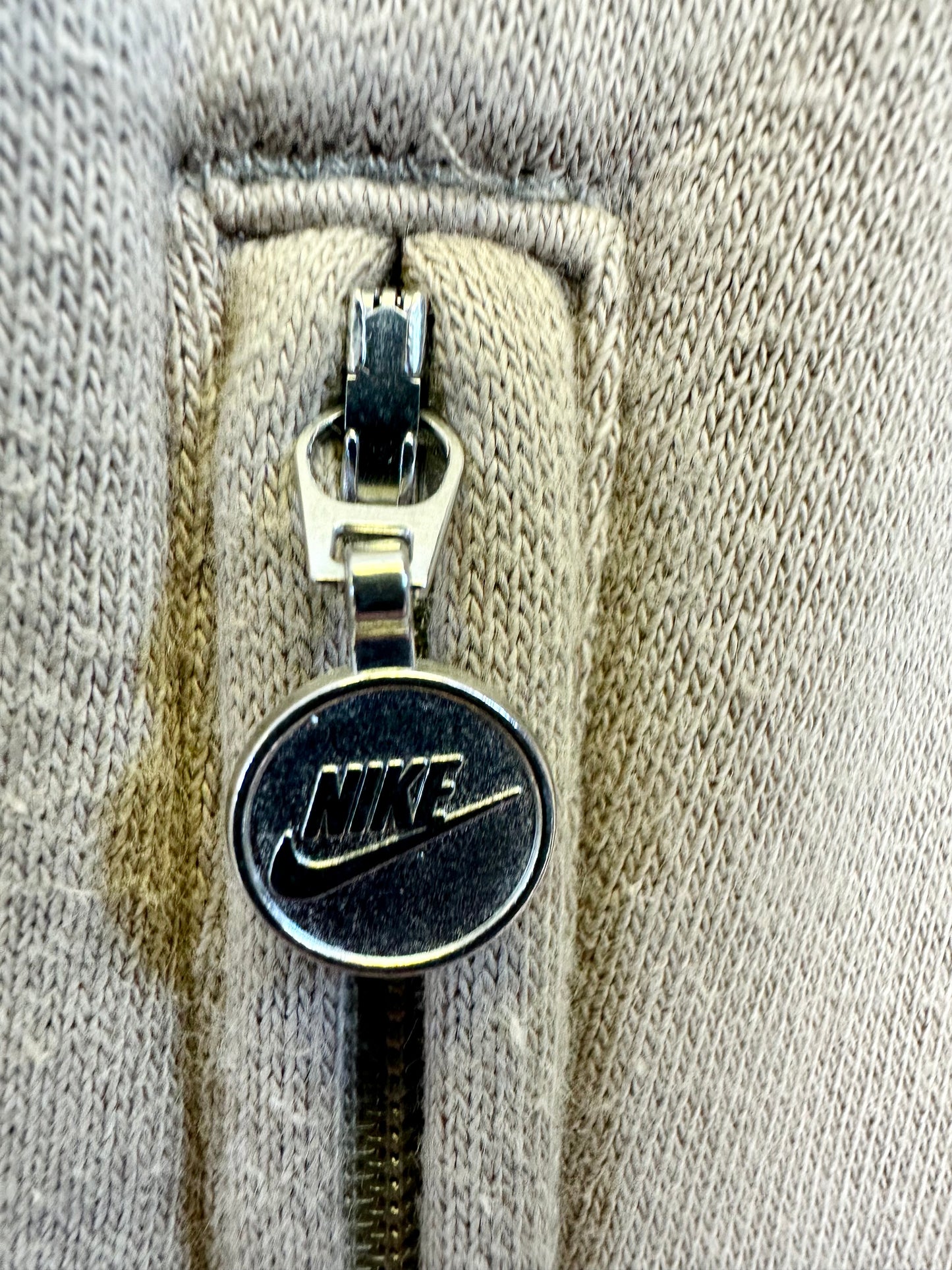 Nike Vintage Early 00s Y2K Beige/Light Brown Cotton Zip Through Sweatshirt