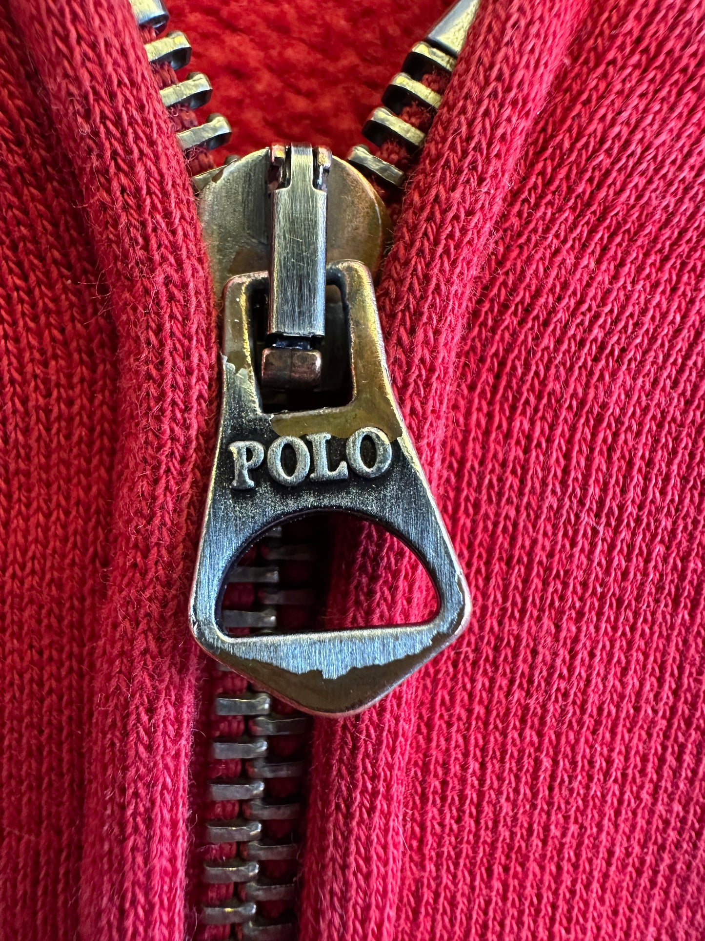 Polo Ralph Lauren Vintage Red Cotton Zip Through Hoodie
