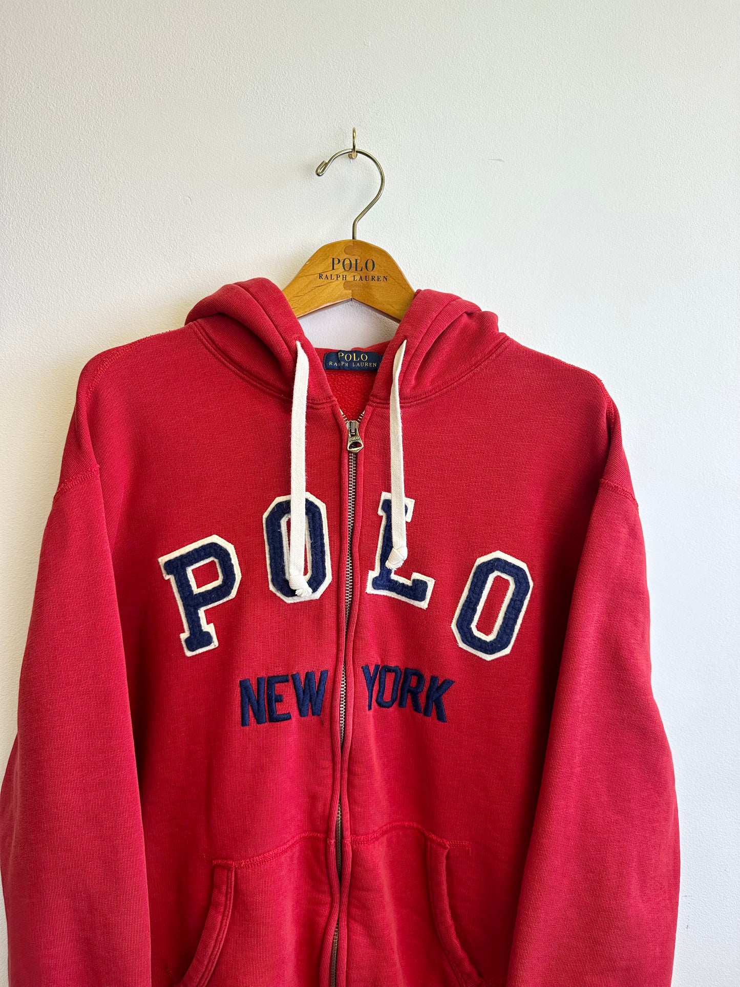 Polo Ralph Lauren Vintage Red Cotton Zip Through Hoodie