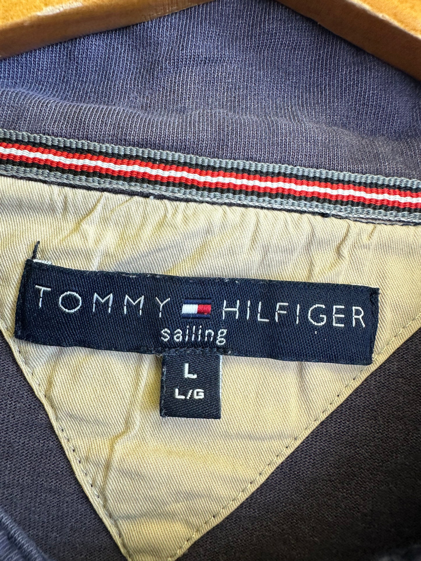 Tommy Hilfiger Sailing Vintage 90s Navy Cotton Long Sleeved Polo Shirt