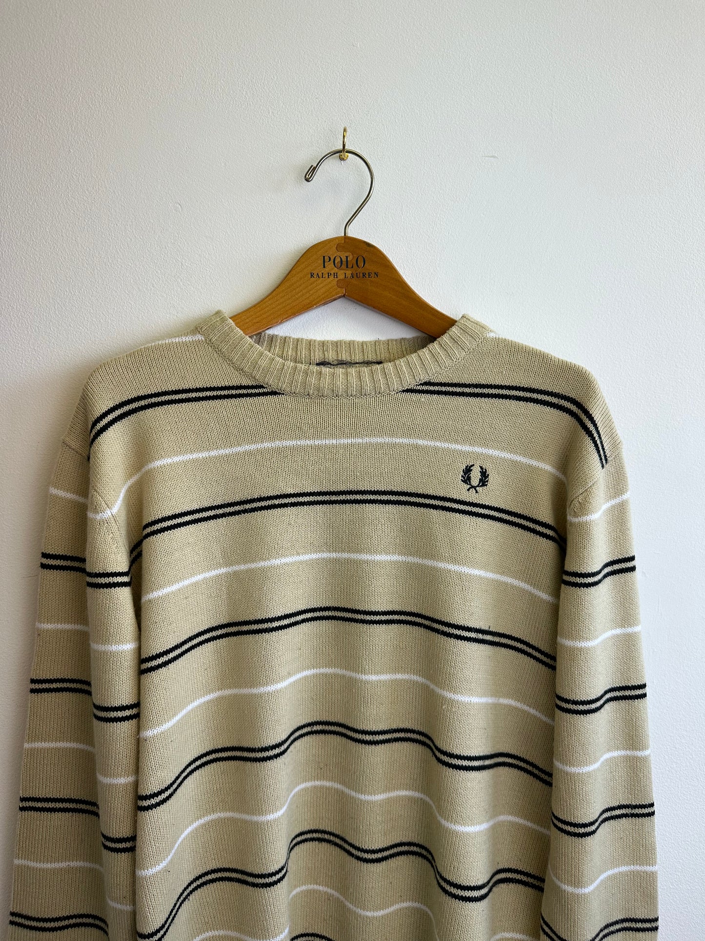 Fred Perry Vintage 00s Striped Knit Acrylic Boxy Men’s Jumper