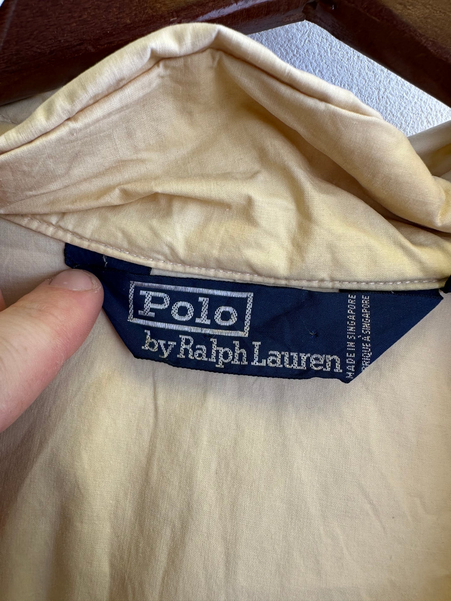 Ralph Lauren Vintage 90s Cream Boxy Hooded Windbreaker Jacket