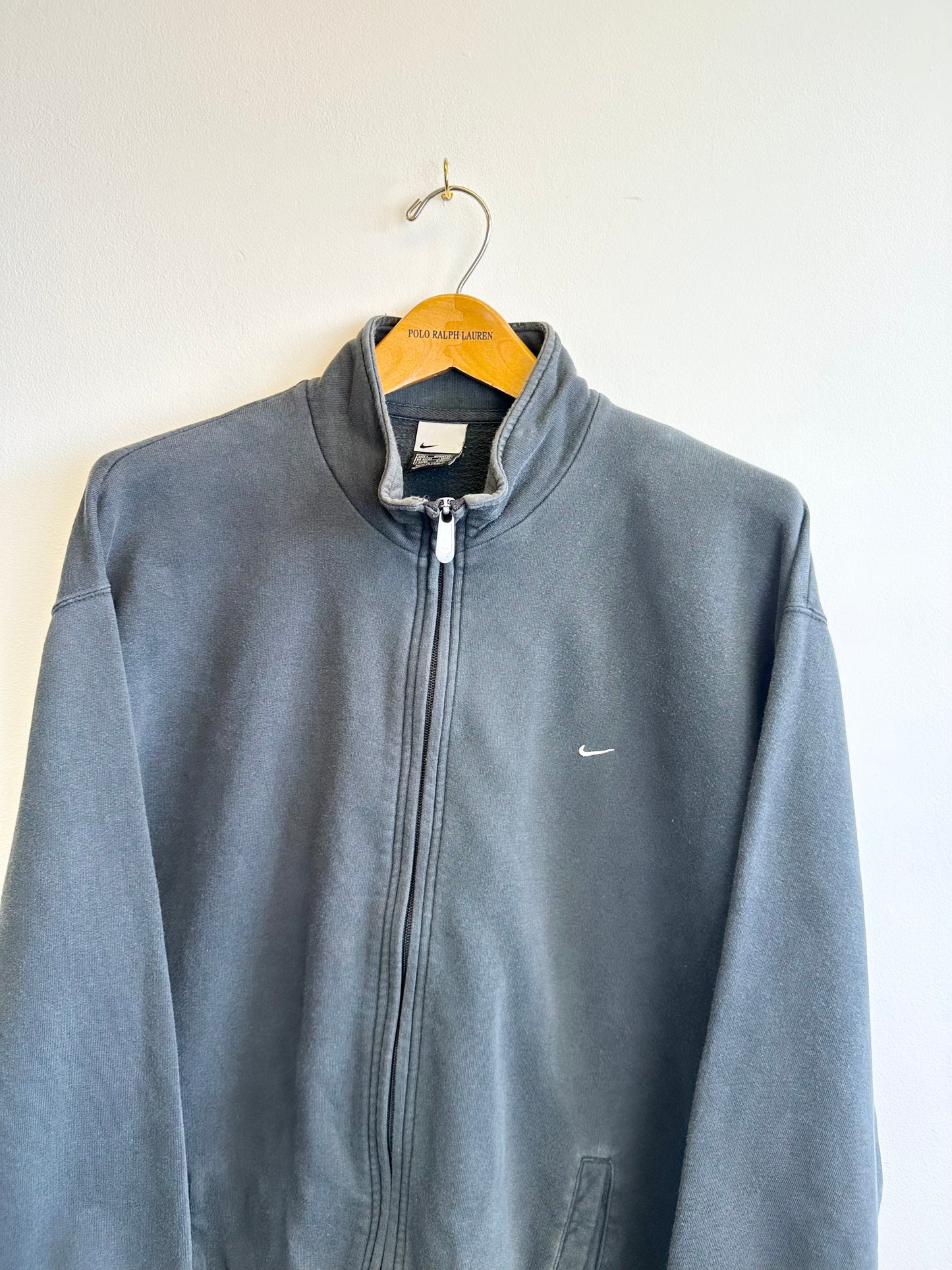 Nike Vintage Black Cotton Early 00s Y2K Zip Through Sweatshirt