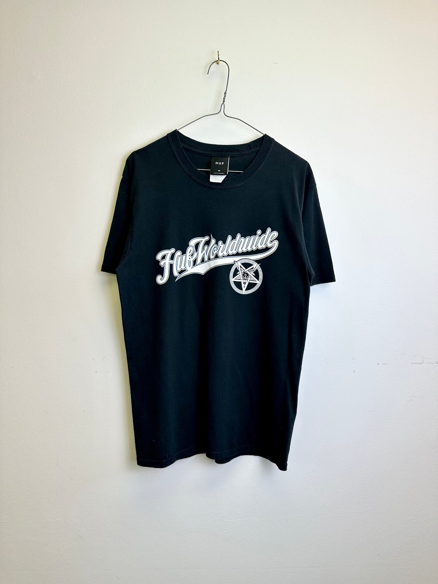 HUF x Thrasher Graphic Print Black Cotton T-shirt