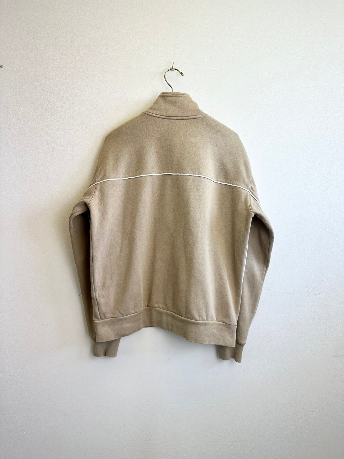 Nike Vintage Early 00s Y2K Beige/Light Brown Cotton Zip Through Sweatshirt