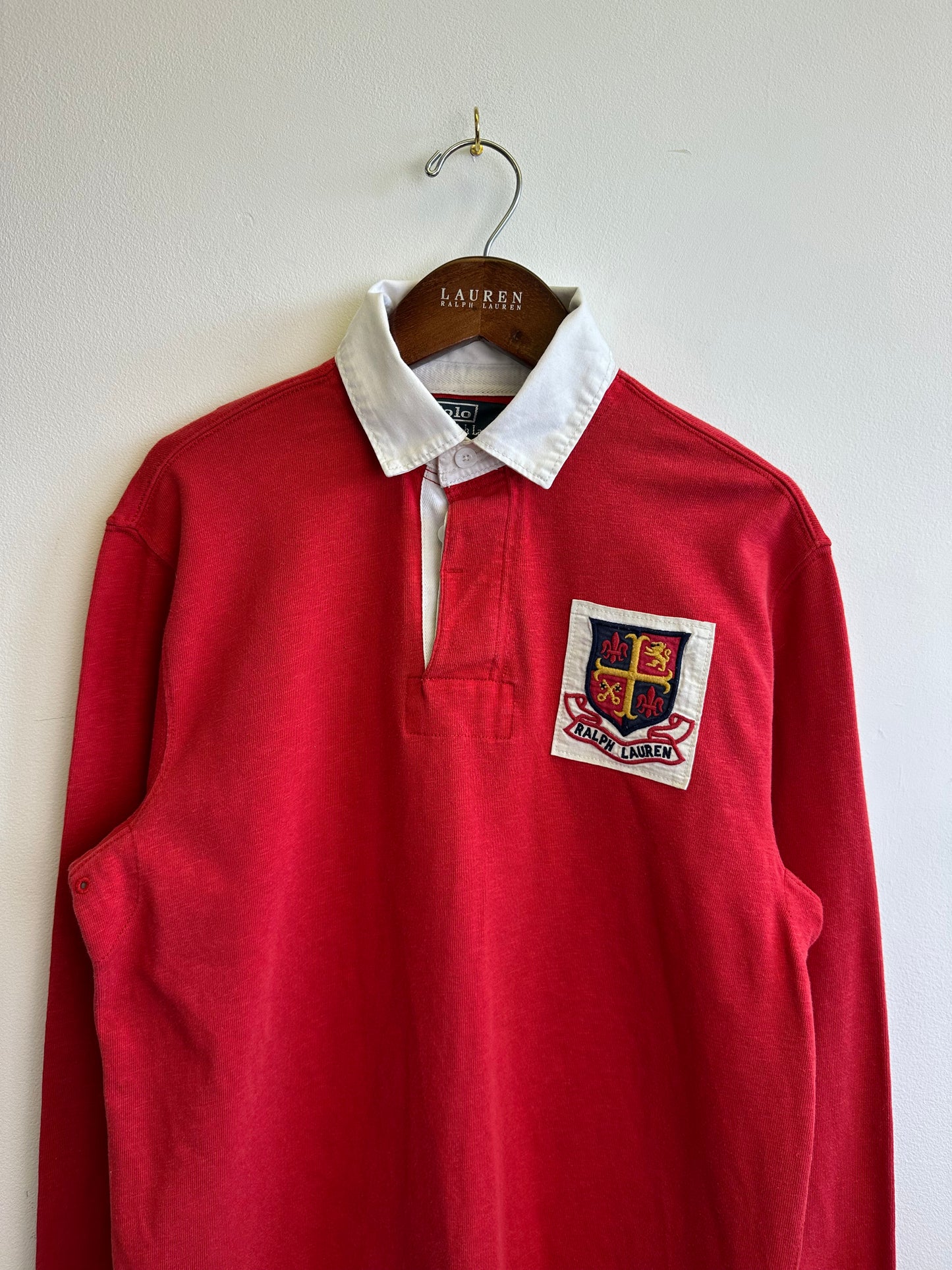 Ralph Lauren Vintage Rugby Red Cotton Long Sleeve Shirt