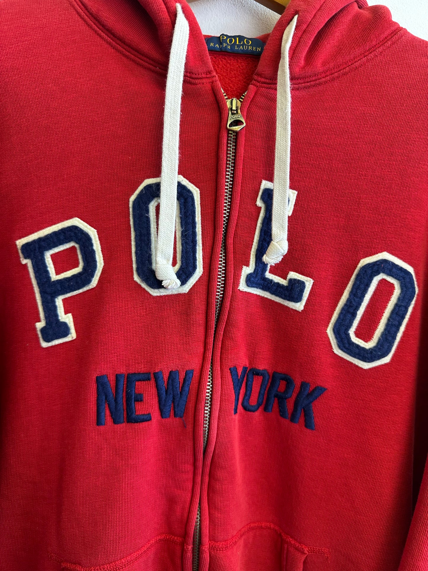Polo Ralph Lauren Vintage Red Cotton Zip Through Hoodie