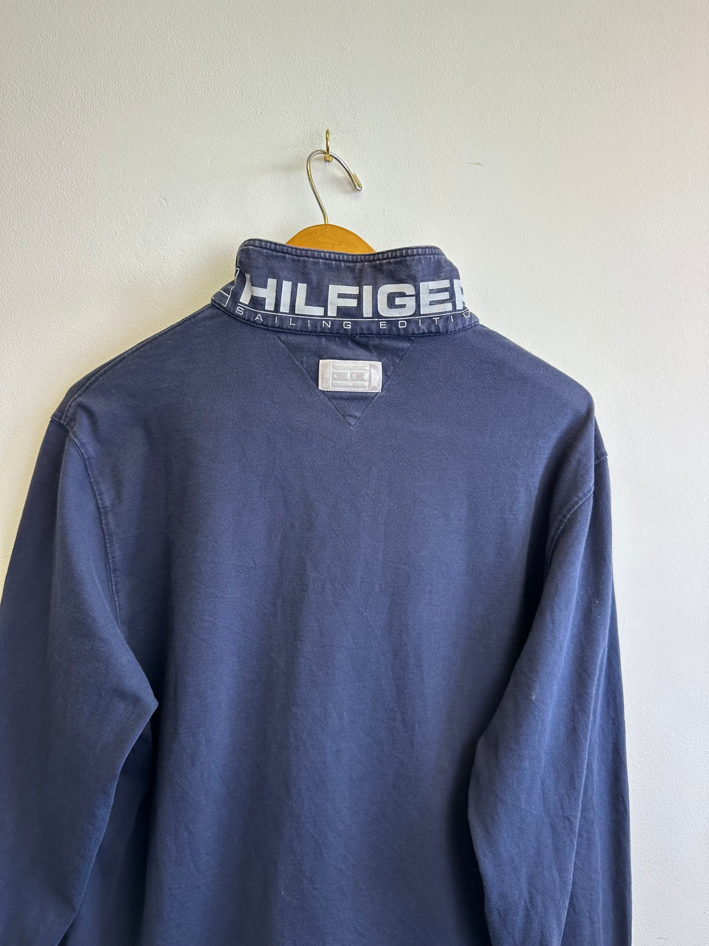Tommy Hilfiger Sailing Vintage 90s Navy Cotton Long Sleeved Polo Shirt