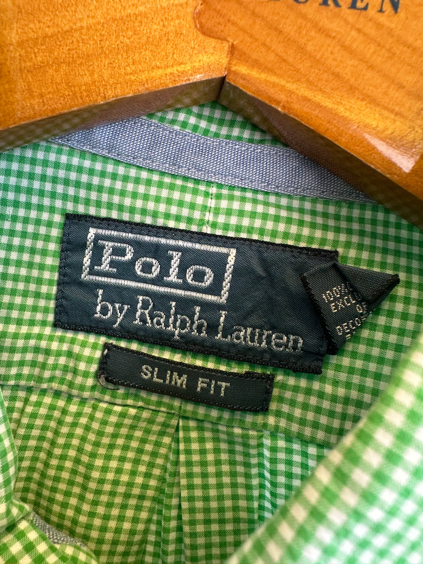 Ralph Lauren Check Green Cotton Vintage Men’s Button Down Shirt