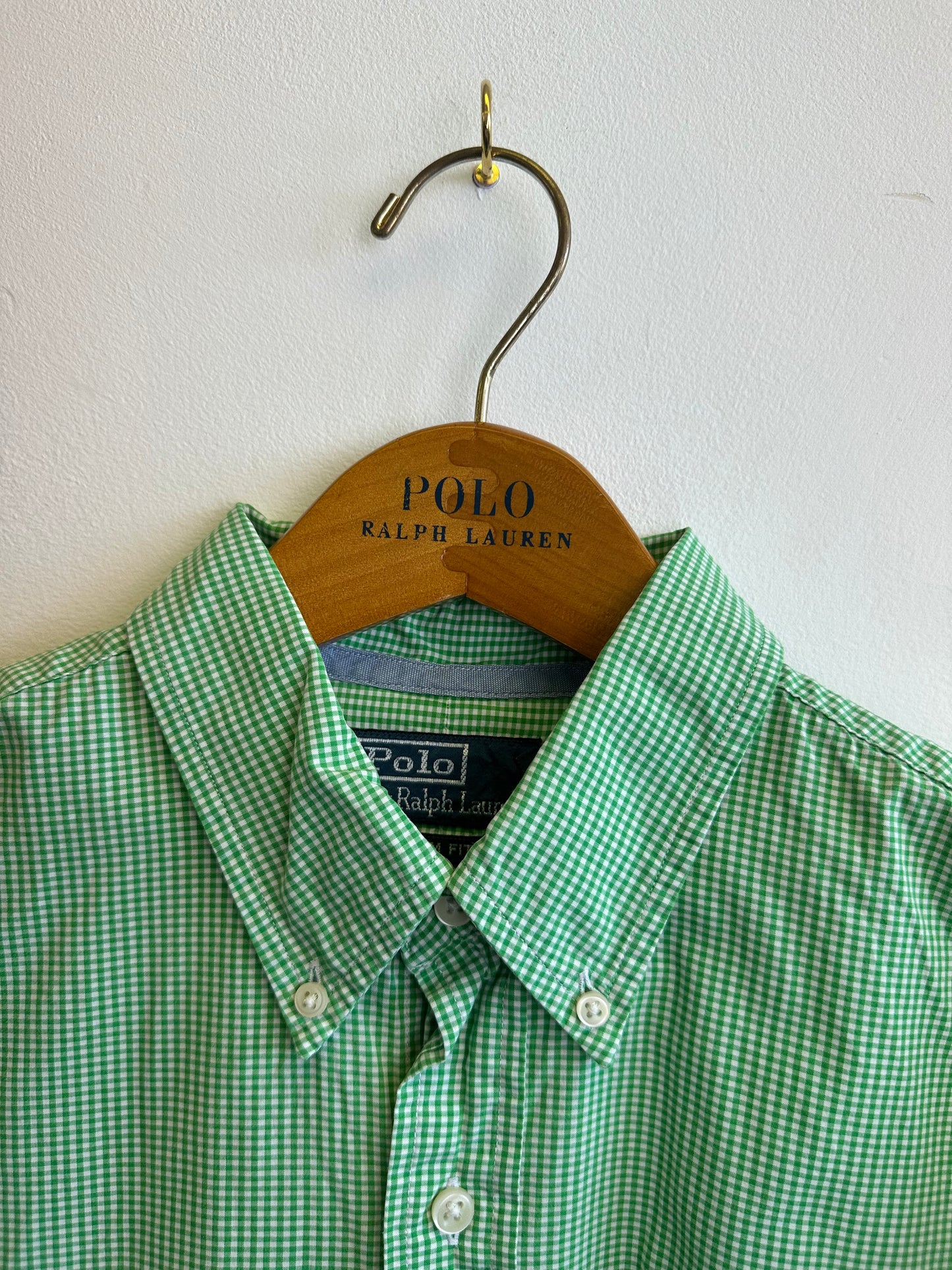 Ralph Lauren Check Green Cotton Vintage Men’s Button Down Shirt
