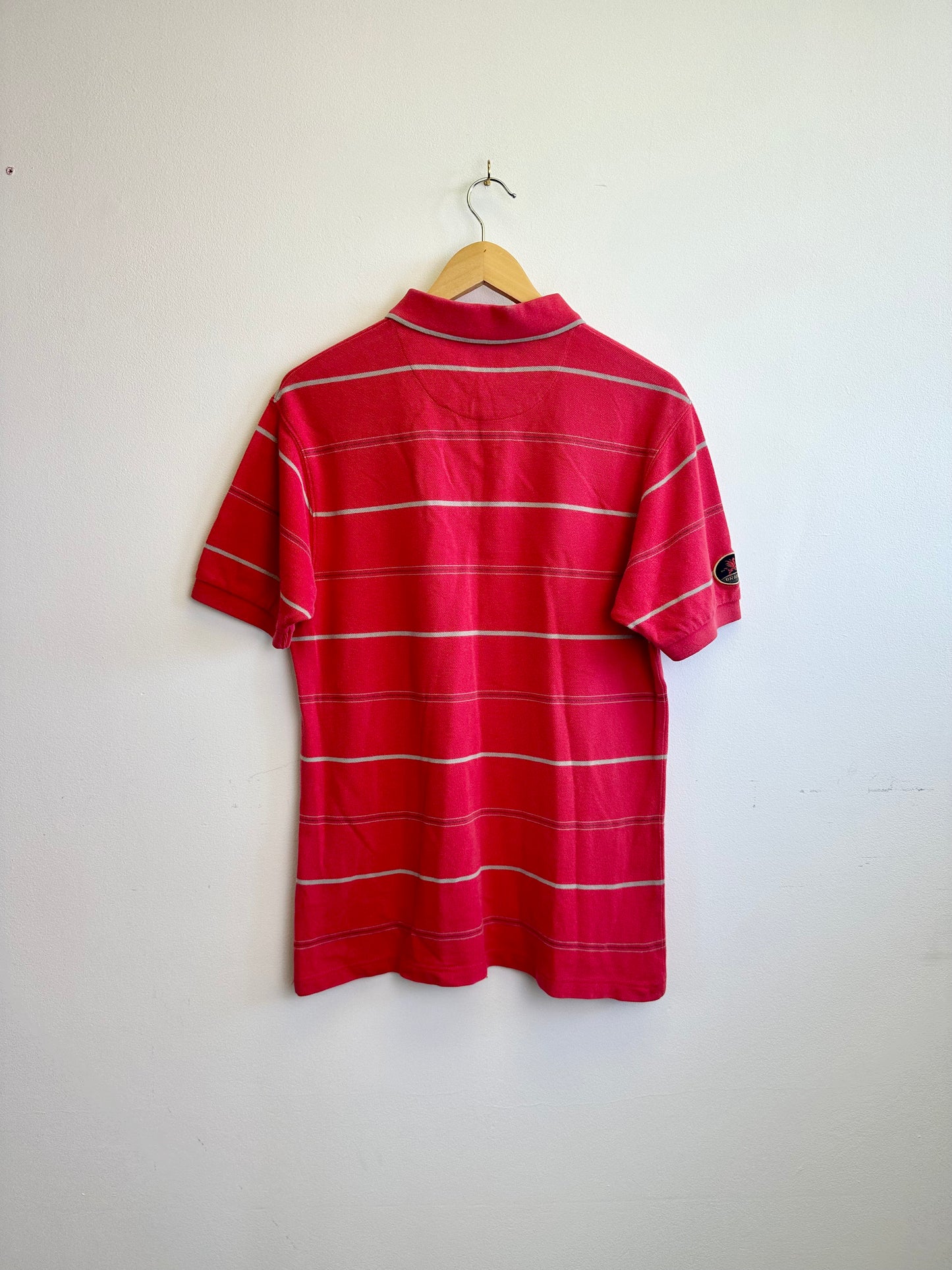 Wales Rugby Reebok Brains Vintage 00s Striped Polo Shirt