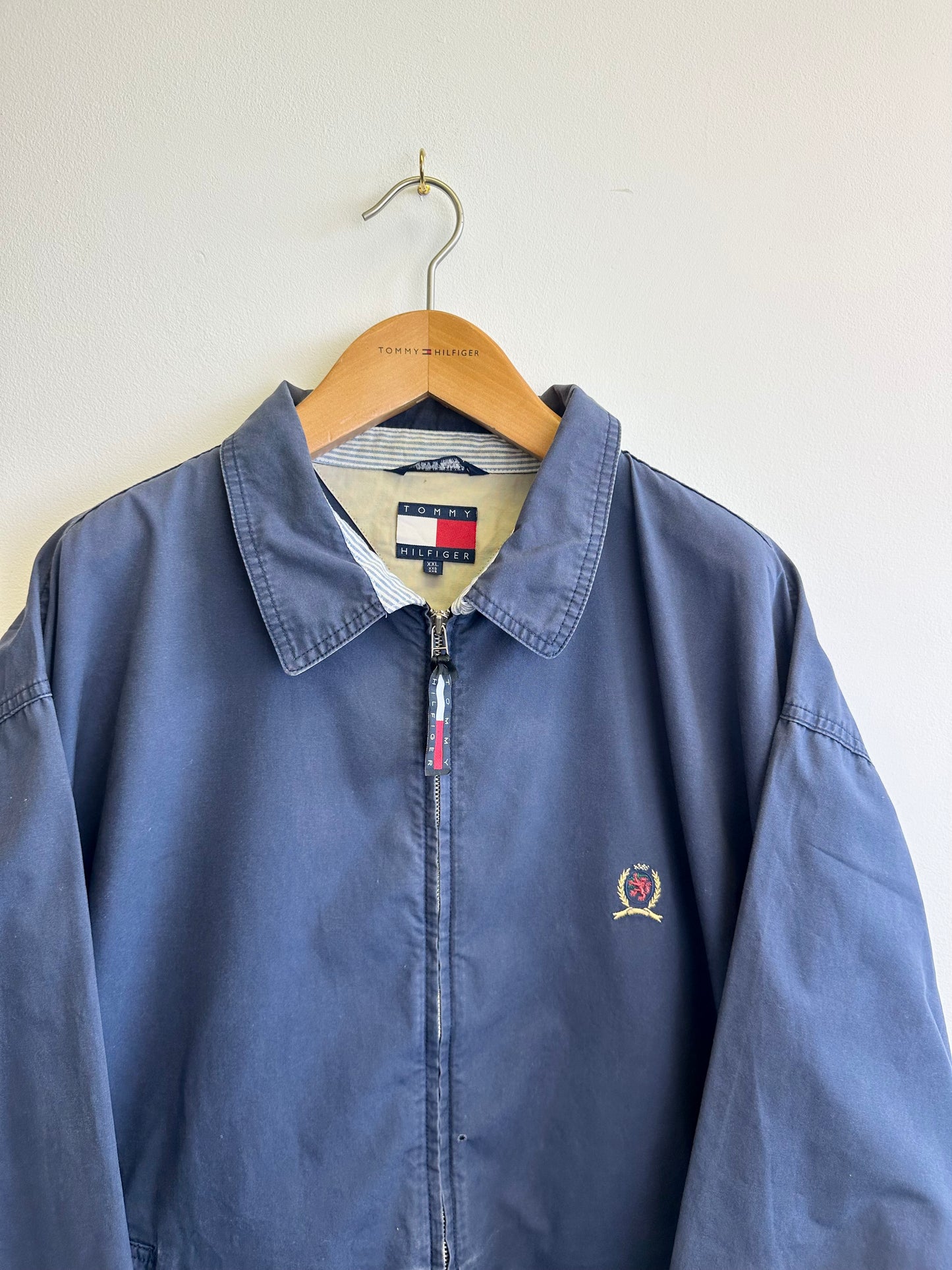 Tommy Hilfiger Vintage 90s Boxy Navy Cotton Lightweight Harrington Jacket