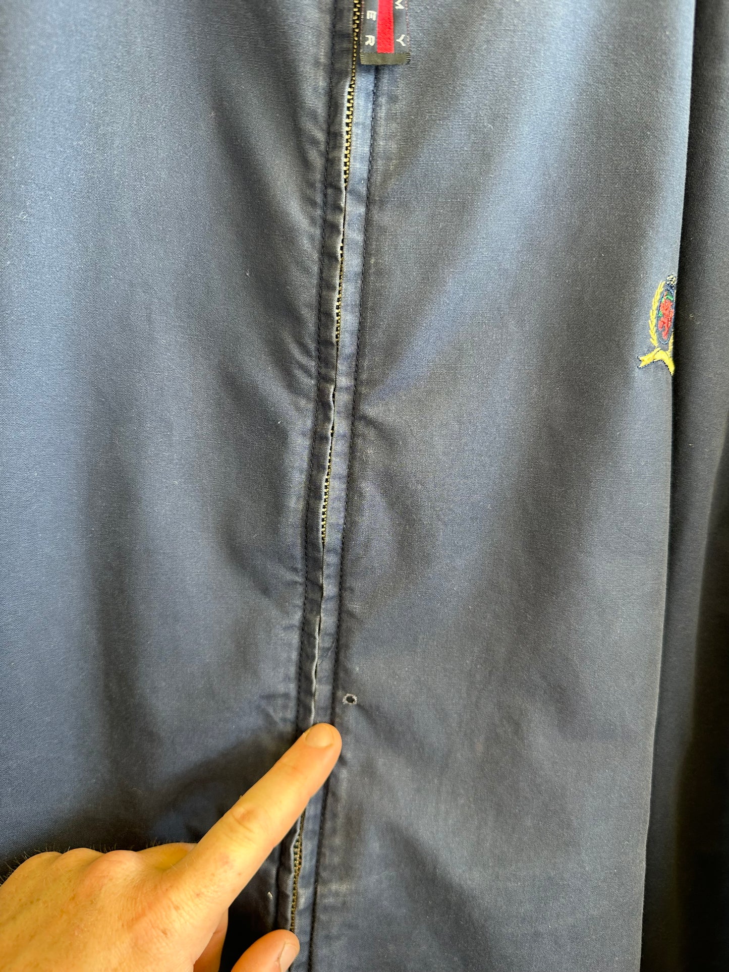Tommy Hilfiger Vintage 90s Boxy Navy Cotton Lightweight Harrington Jacket