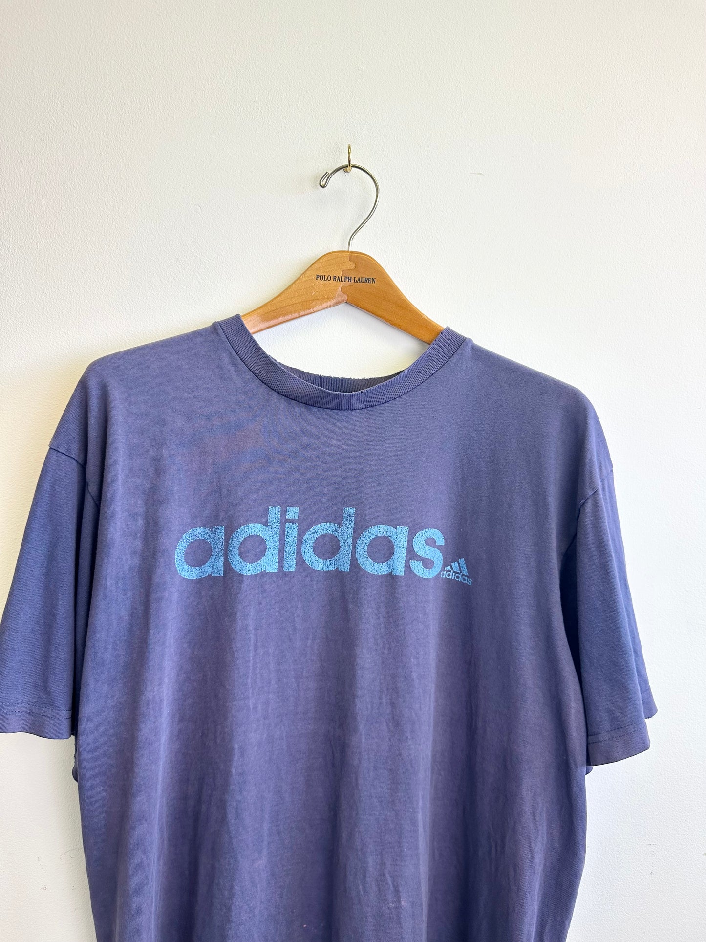 Adidas 90s Vintage Navy Print Men’s Spellout Cotton T-shirt