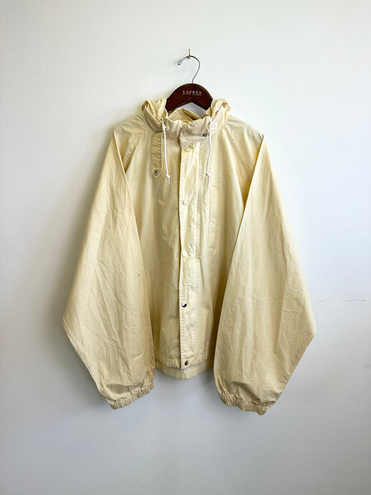 Ralph Lauren Vintage 90s Cream Boxy Hooded Windbreaker Jacket