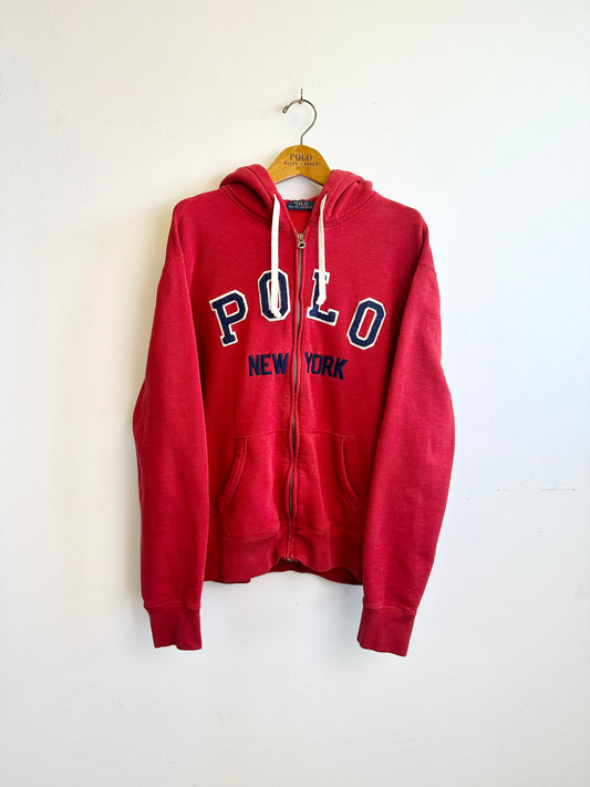 Polo Ralph Lauren Vintage Red Cotton Zip Through Hoodie