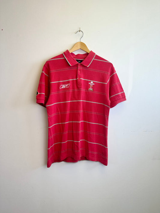 Wales Rugby Reebok Brains Vintage 00s Striped Polo Shirt