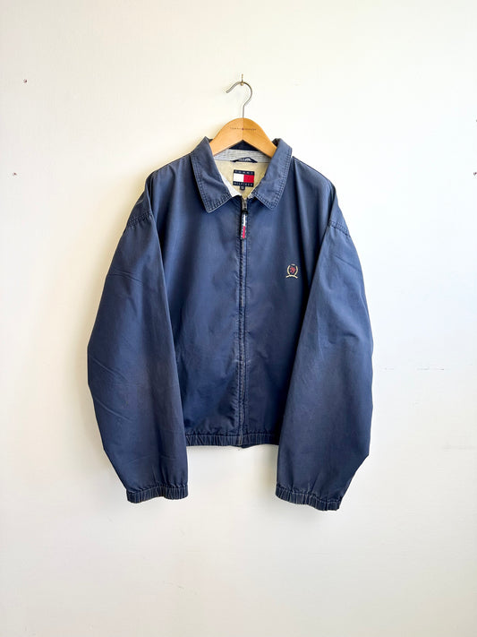 Tommy Hilfiger Vintage 90s Boxy Navy Cotton Lightweight Harrington Jacket
