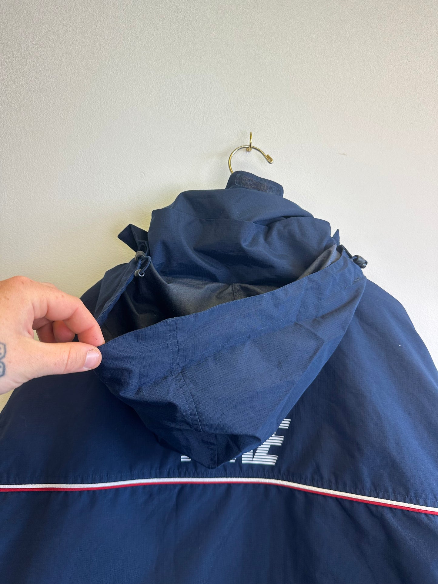 Nike Vintage Spellout Navy Padded Early 00s Y2K Hooded Coat