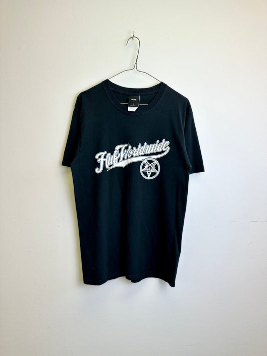 HUF x Thrasher Graphic Print Black Cotton T-shirt