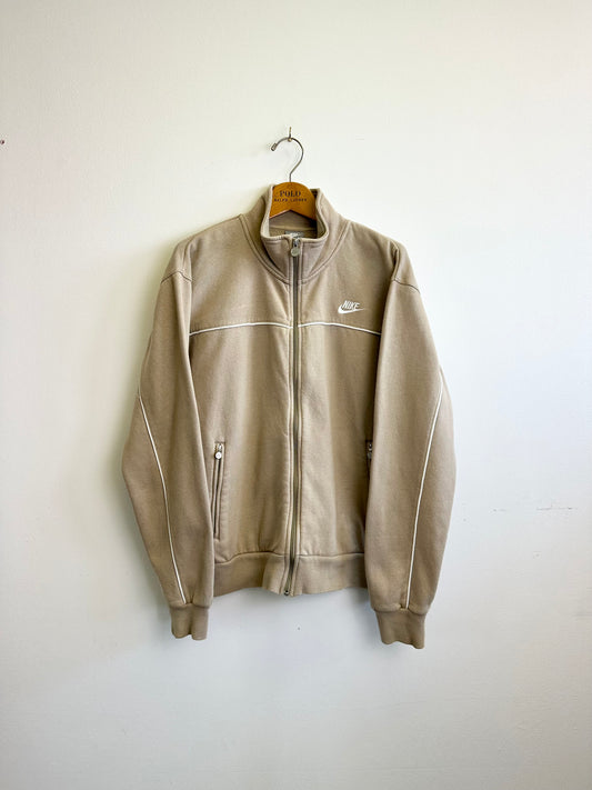 Nike Vintage Early 00s Y2K Beige/Light Brown Cotton Zip Through Sweatshirt