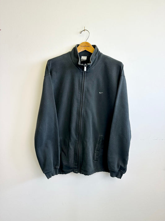 Nike Vintage Black Cotton Early 00s Y2K Zip Through Sweatshirt