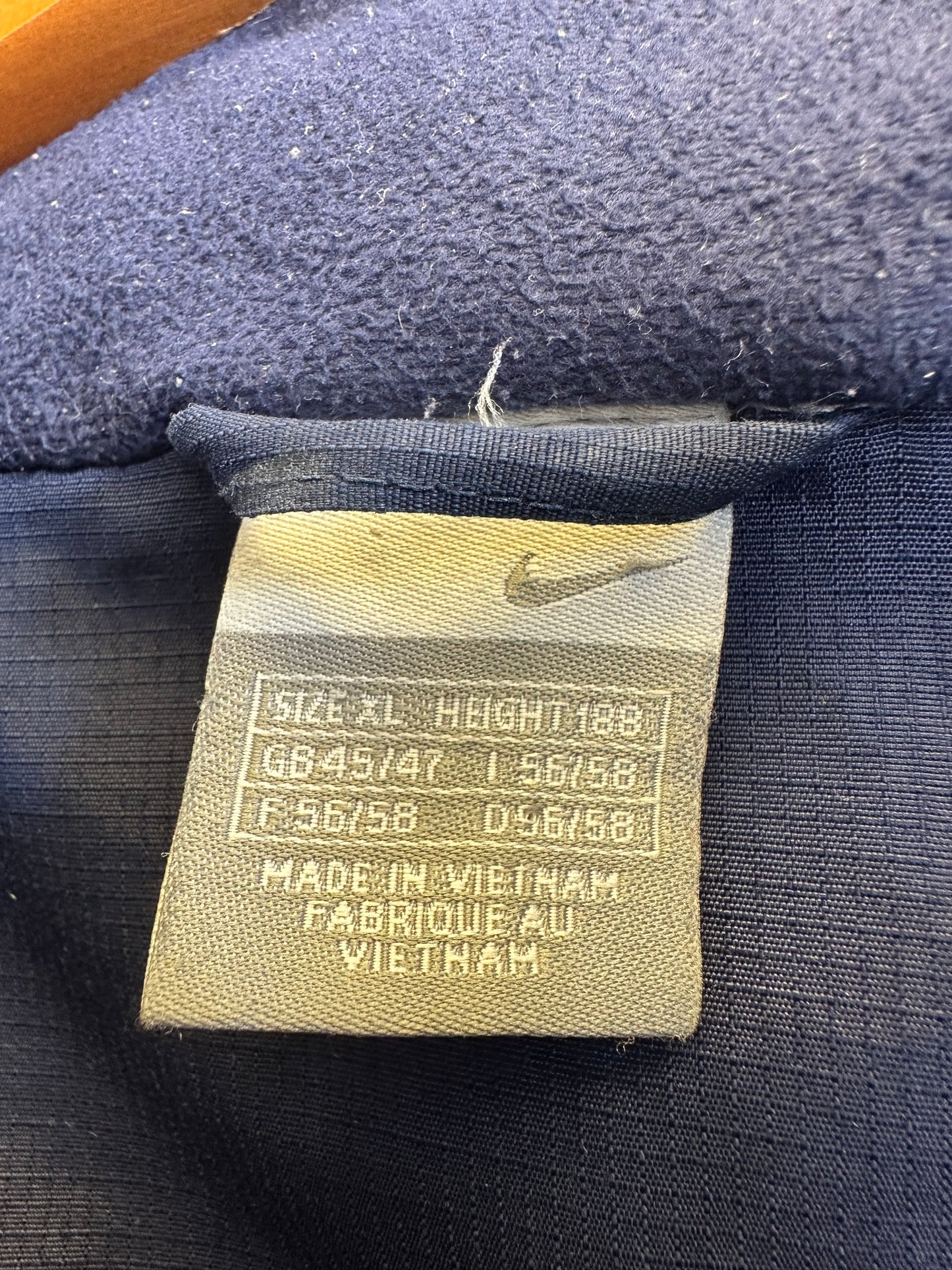 Nike Vintage Spellout Navy Padded Early 00s Y2K Hooded Coat